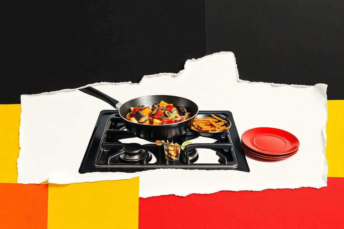 A one-pan weeknight dinner on the stovetop with plates ready