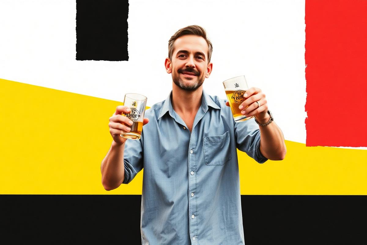 A man holding a non-alcoholic drink at a backyard barbecue