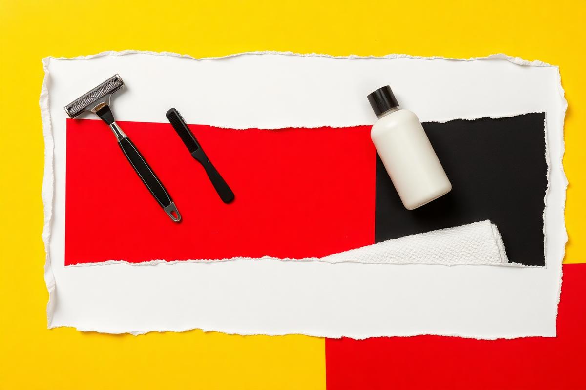 A men's grooming kit of razor, comb and moisturizer
